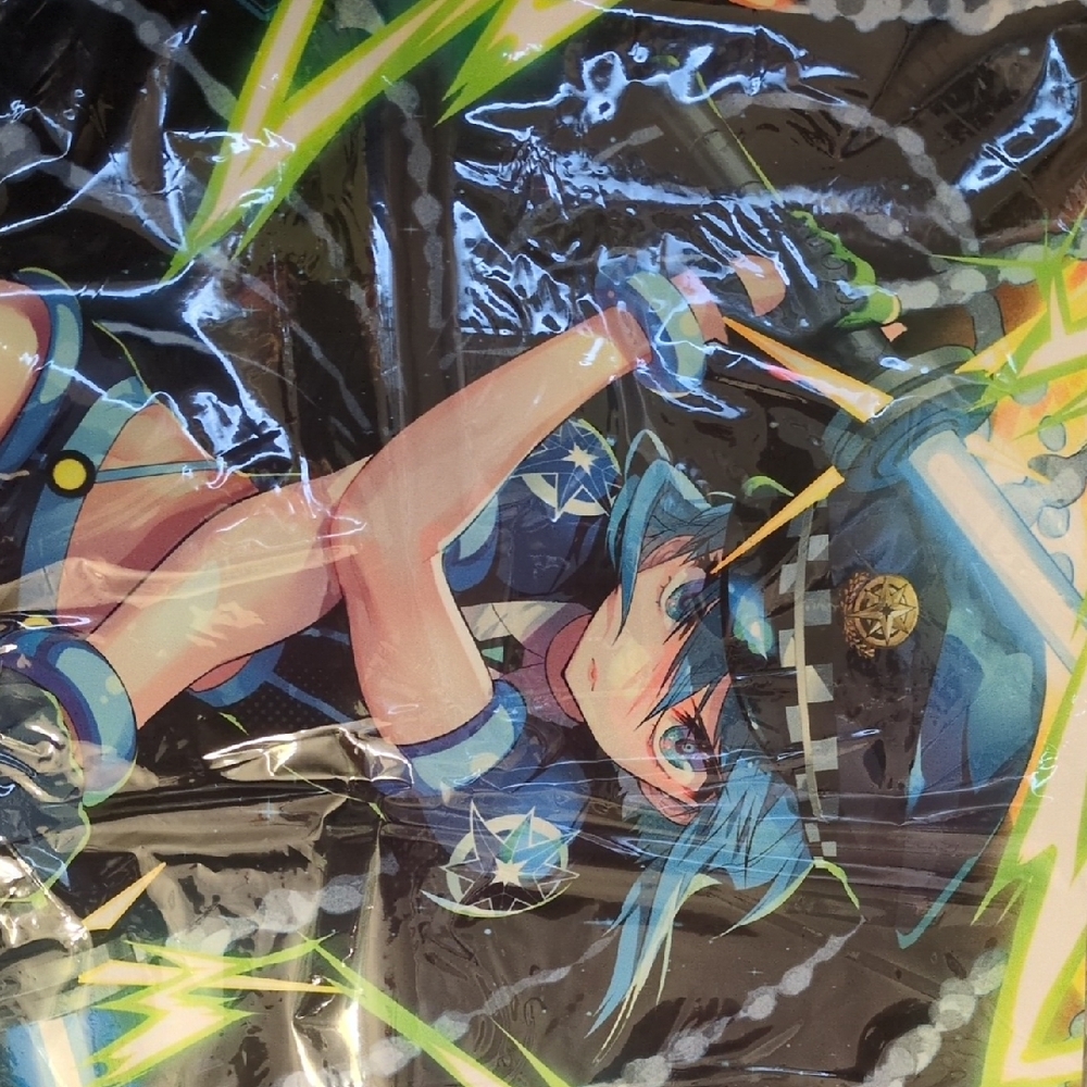 Anime Character Tapestry with Blue and Green Accents